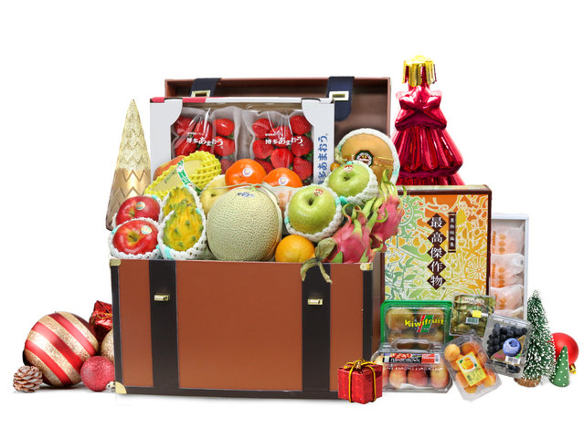 Christmas Gift Hamper - Christmas Luxury Fresh Fruit Baskets with The Peninsula Festive Gift Box A22 - XH1201A4 Photo