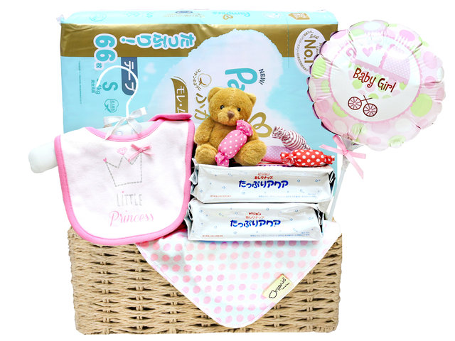 New Born Baby Gift - New Born Baby Girl Gift Basket With Balloon NB07 - L36668691 Photo